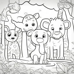 A fun and engaging animal coloring book page for kids