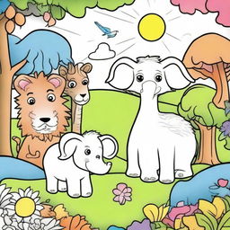 A fun and engaging animal coloring book page for kids