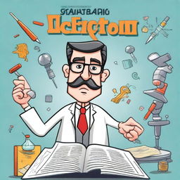 Crear una portada de libro tipo caricatura que represente la metodología de la investigación