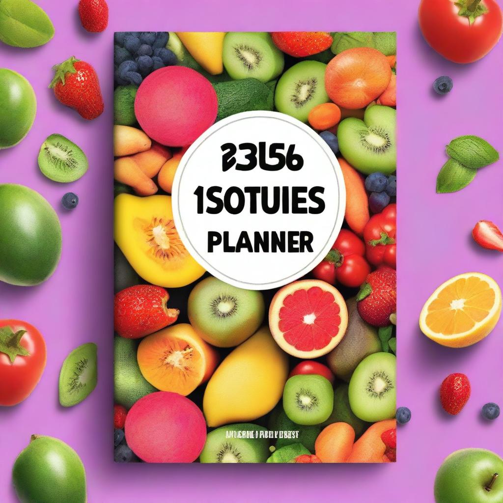 A vibrant and motivational book cover for a 365-day diet planner