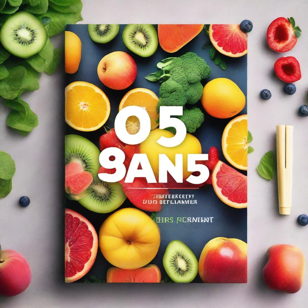 A vibrant and motivational book cover for a 365-day diet planner