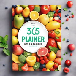 A vibrant and motivational book cover for a 365-day diet planner