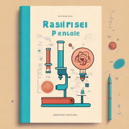 Create a sketch-style book cover about research with a balanced and not overly saturated color palette