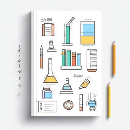 Create a white background cover featuring a blend of elements such as an engineer's case, a magnifying glass, a document, ideas, and an algorithm