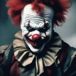 Create an image of a sinister clown