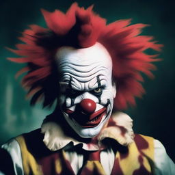 Create an image of a sinister clown