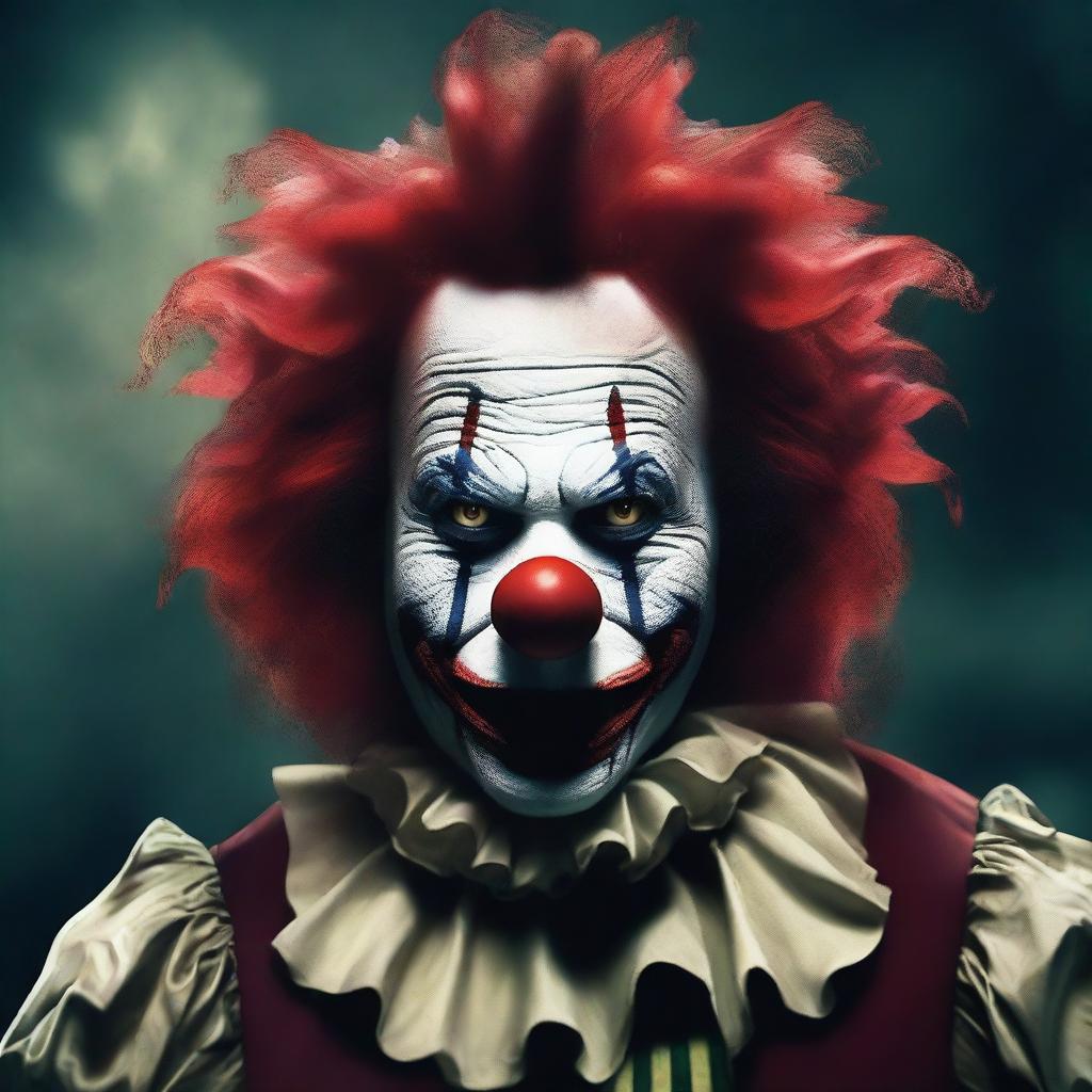 Create an image of a sinister clown