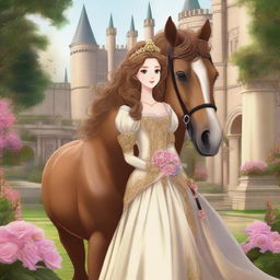 A majestic scene featuring a horse prince and princess