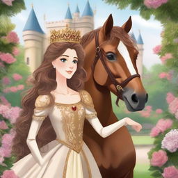 A majestic scene featuring a horse prince and princess