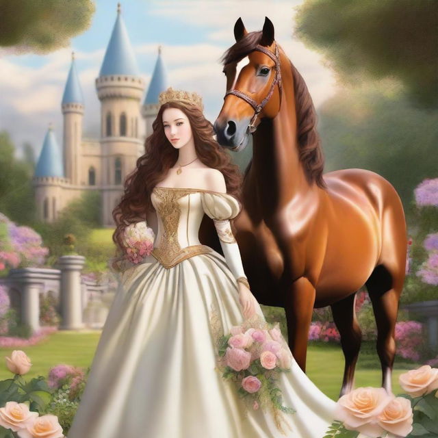 A majestic scene featuring a horse prince and princess