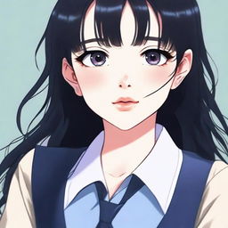 A girl's face in a school uniform