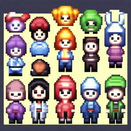 Create a group profile image in pixel art style featuring characters from the Douluo Dalu (Soul Land) series