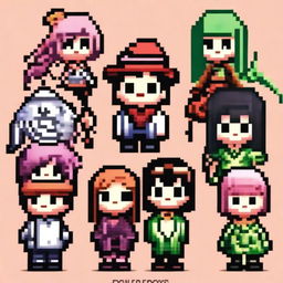 Create a group profile image in pixel art style featuring characters from the Douluo Dalu (Soul Land) series