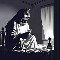 A suspenseful scene of a person reading a scary bedtime story under the bedsheet covers with a flashlight