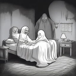 A person reading a scary bedtime story under the bedsheet covers with a flashlight