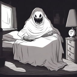 A person reading a scary bedtime story under the bedsheet covers with a flashlight