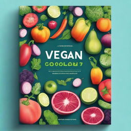 Design a vibrant and eye-catching book cover for a vegan cookbook