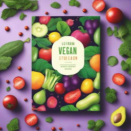 Design a vibrant and eye-catching book cover for a vegan cookbook