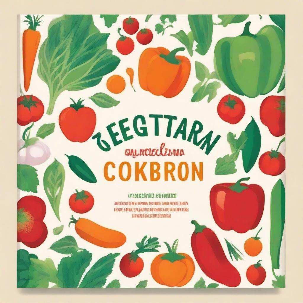 A vibrant and colorful cover for a vegetarian cookbook