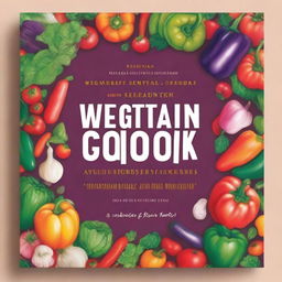 A vibrant and colorful cover for a vegetarian cookbook