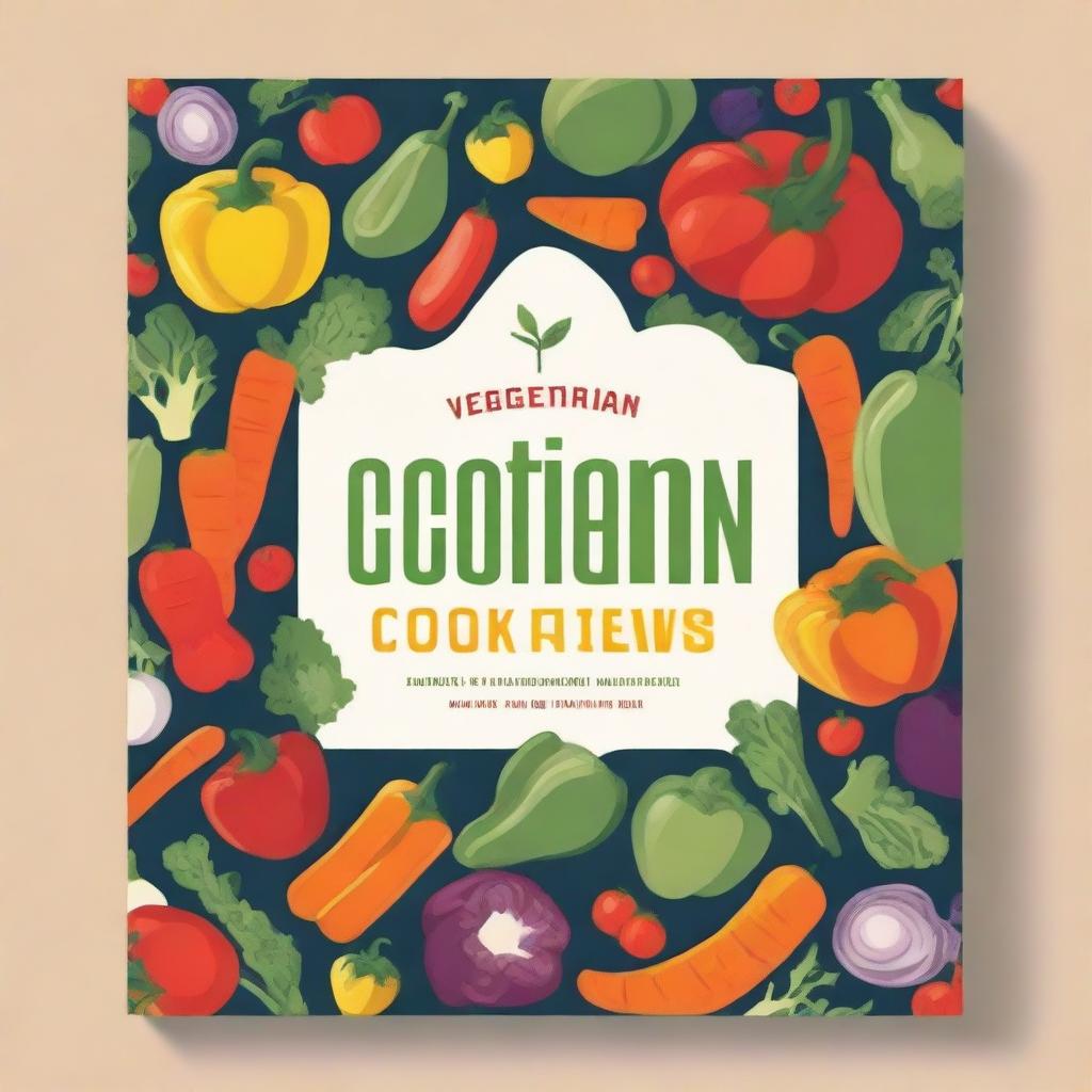 A vibrant and colorful cover for a vegetarian cookbook