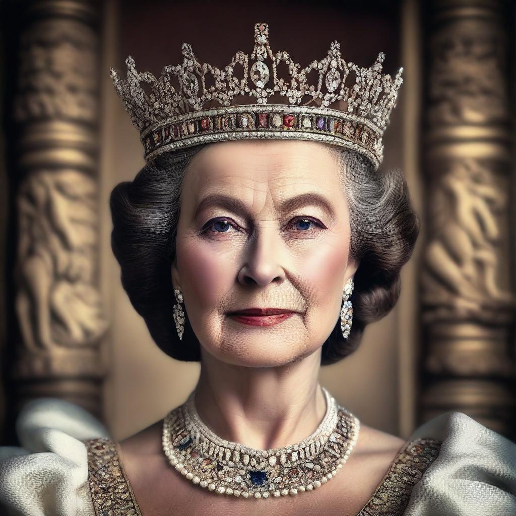 A regal and majestic portrait of a queen's face