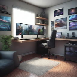 A detailed image of a gamer's room