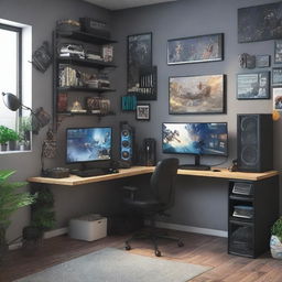 A detailed image of a gamer's room