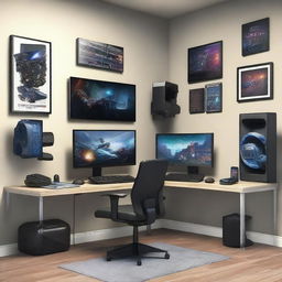 A detailed image of a gamer's room