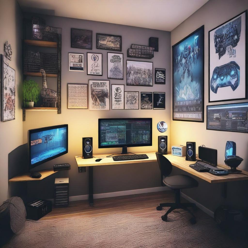 A detailed image of a gamer's room