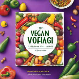 Design a captivating and colorful cover for a vegan cookbook titled 'The Vegan Voyage: Embracing God's Divine Diet, 7 Days of Recipes' by Nique McLeod