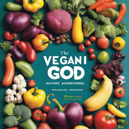 Design a captivating and colorful cover for a vegan cookbook titled 'The Vegan Voyage: Embracing God's Divine Diet, 7 Days of Recipes' by Nique McLeod