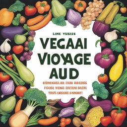 Design a captivating and colorful cover for a vegan cookbook titled 'The Vegan Voyage: Embracing God's Divine Diet, 7 Days of Recipes' by Nique McLeod