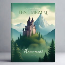 Create a captivating book cover featuring an enchanting fantasy landscape with lush forests, towering mountains, and a mysterious castle in the distance