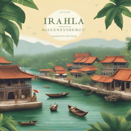 Create a book cover that features a Malay tropical colonial port town in the 17th century