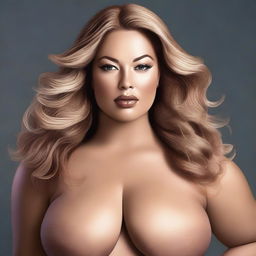 A detailed and artistic portrayal of a blonde woman resembling Ashley Graham, depicted in a tasteful and elegant manner