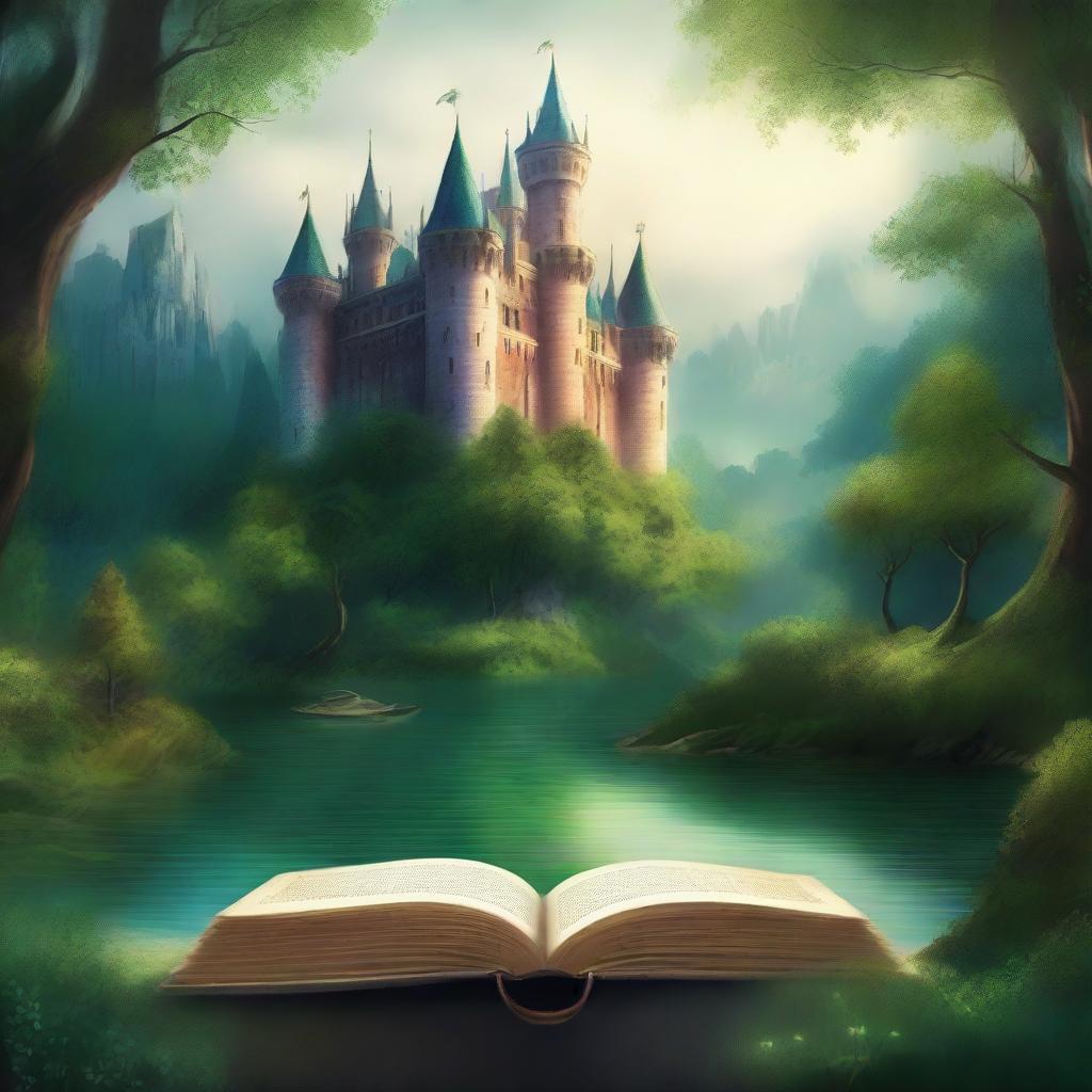 A captivating book cover featuring an enchanting fantasy landscape