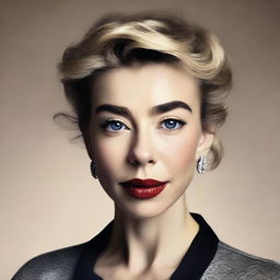 A detailed and realistic portrait of Vanessa Kirby, capturing her elegance and grace