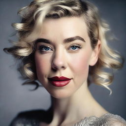 A detailed and realistic portrait of Vanessa Kirby, capturing her elegance and grace