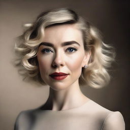 A detailed and realistic portrait of Vanessa Kirby, capturing her elegance and grace