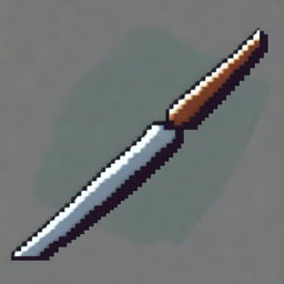 Create a 64 by 64 pixel art image of a blade with a wooden handle and a tip made from the fang of a large monster