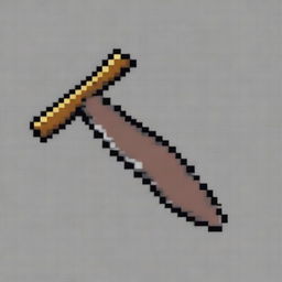 Create a 64 by 64 pixel art image of a blade with a wooden handle and a tip made from the fang of a large monster