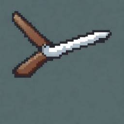 Create a 64 by 64 pixel art image of a blade with a wooden handle and a tip made from the fang of a large monster