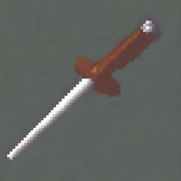 Create a 64 by 64 pixel art image of a blade with a wooden handle and a tip made from the fang of a large monster