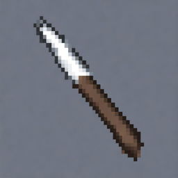 Create a 64 by 64 pixel art image of a blade with a wooden handle and a tip made from the fang of a large monster in the style of the Minecraft video game