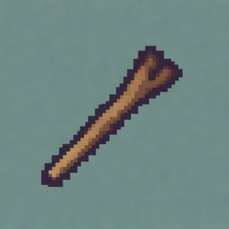 Create a 64 by 64 pixel art image of a blade with a wooden handle and a tip made from the fang of a large monster in the style of the Minecraft video game