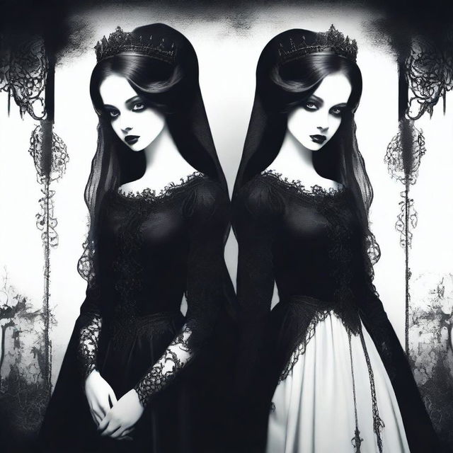 A dark and mysterious portrayal of princesses with a gothic and eerie atmosphere