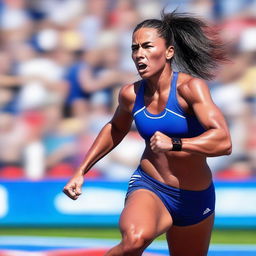 A beautiful Metis athlete with an athletic body, competing in sport clothes