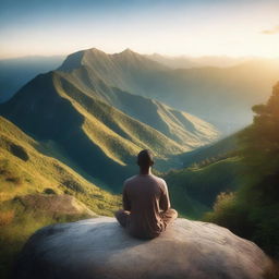 A serene and inspiring scene depicting personal growth and self-development