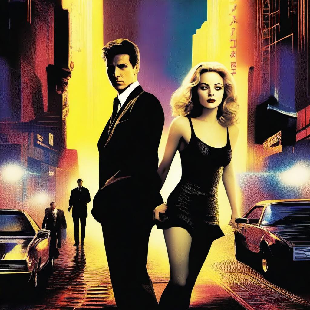 A movie poster that is a fusion of the films La La Land and Blade Runner, featuring Madonna and Tom Cruise as the lead characters